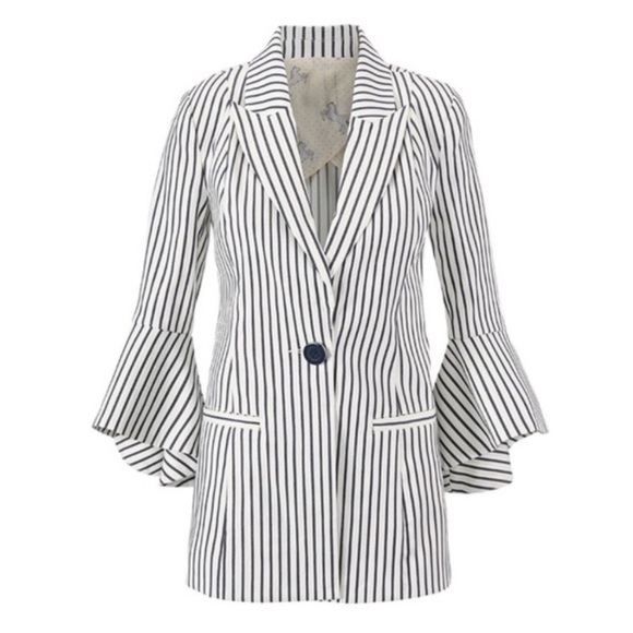 CAbi Jackets & Blazers - CABI Flared Sleeve Striped Button Front Blazer 4